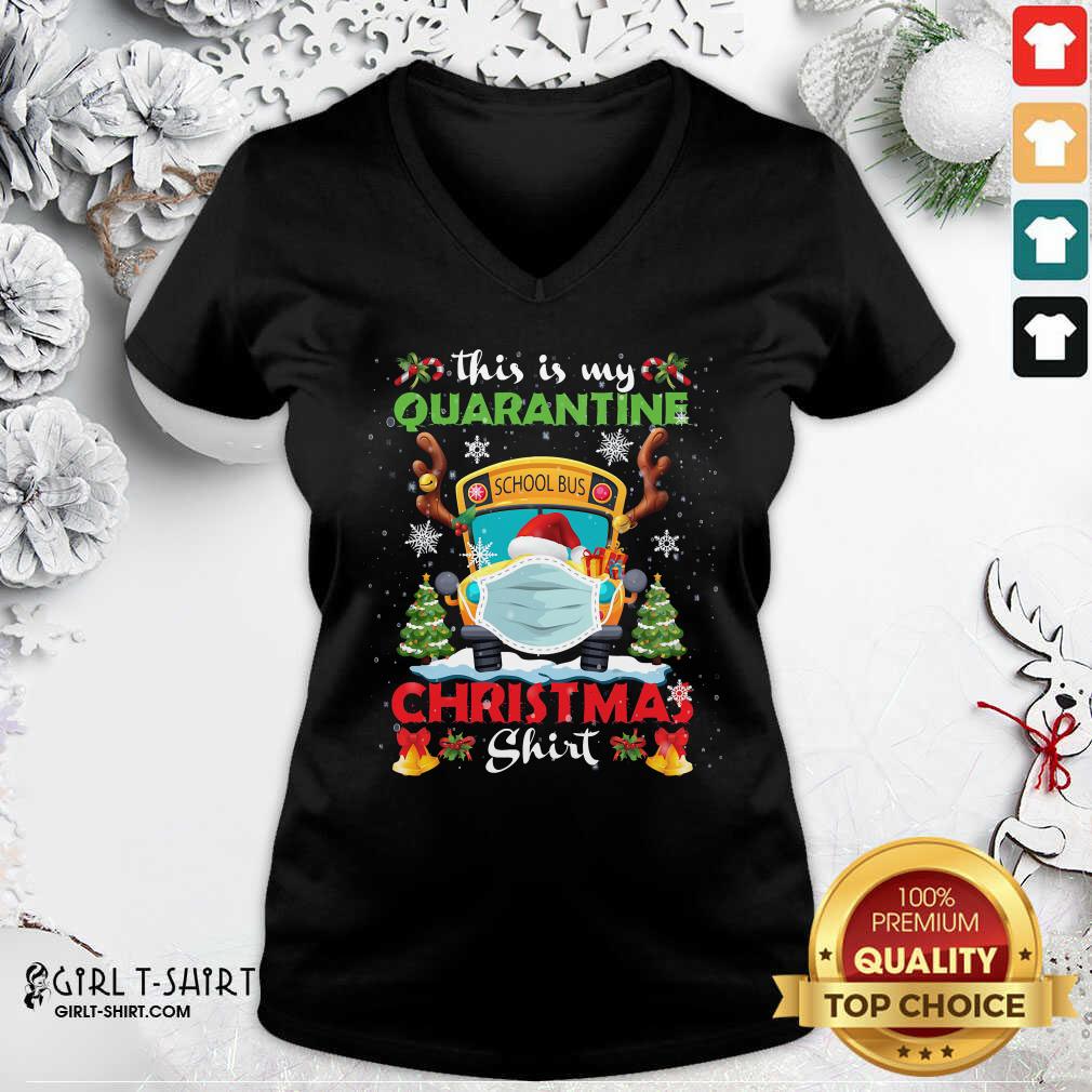 Great This Is My Quarantine Masked School Bus Christmas Reindeer Shirt - Image 3