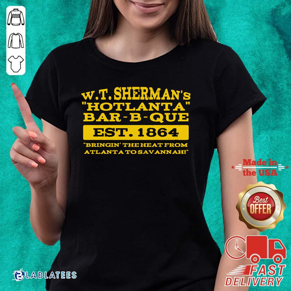 Great W T Sherman'S Hotlanta Bar-B-Que Est 1864 Vintage Shirt - Image 4