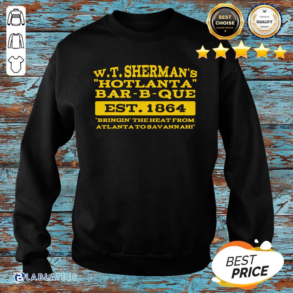 Great W T Sherman'S Hotlanta Bar-B-Que Est 1864 Vintage Shirt - Image 2