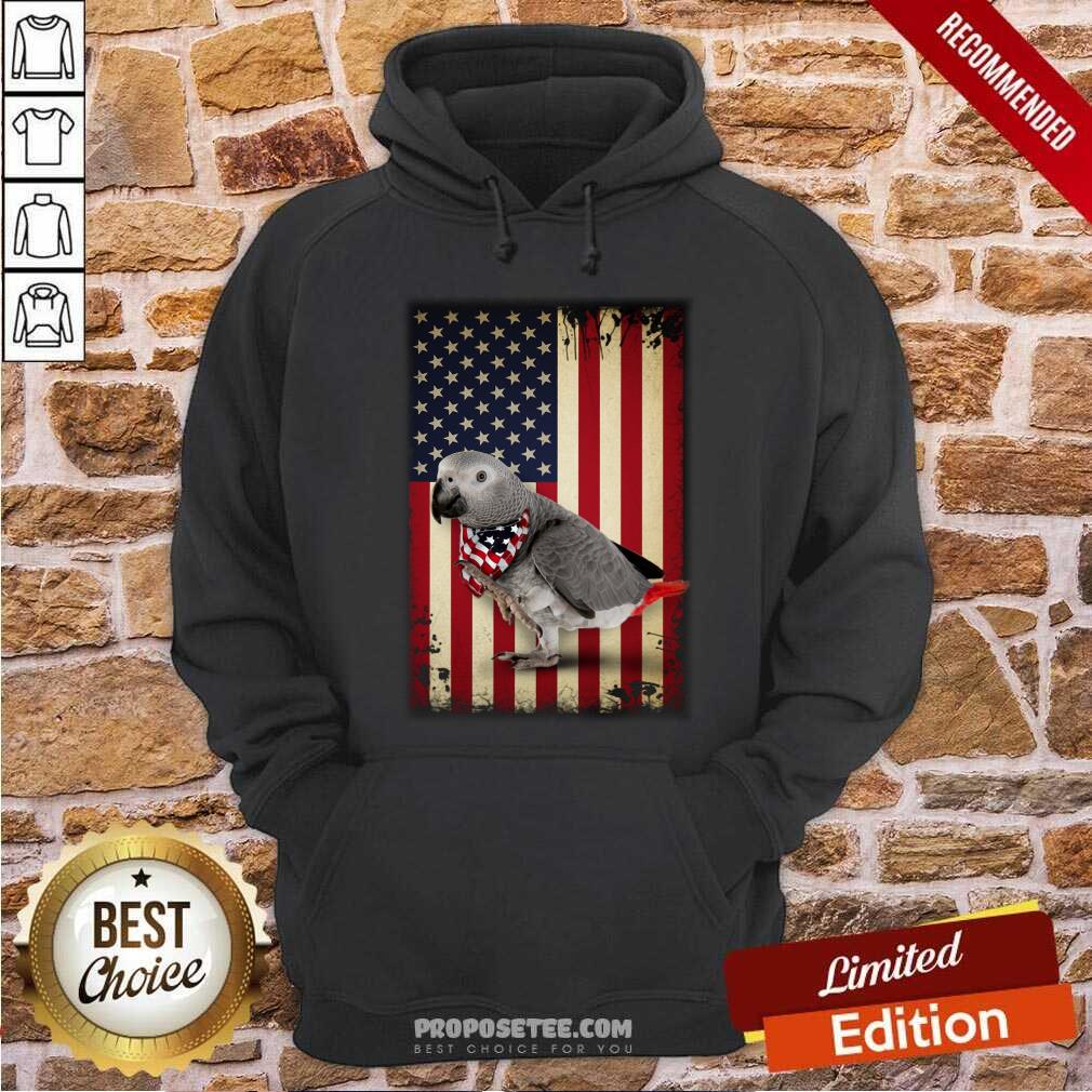 Grey Parrot American Flag Shirt - Image 2