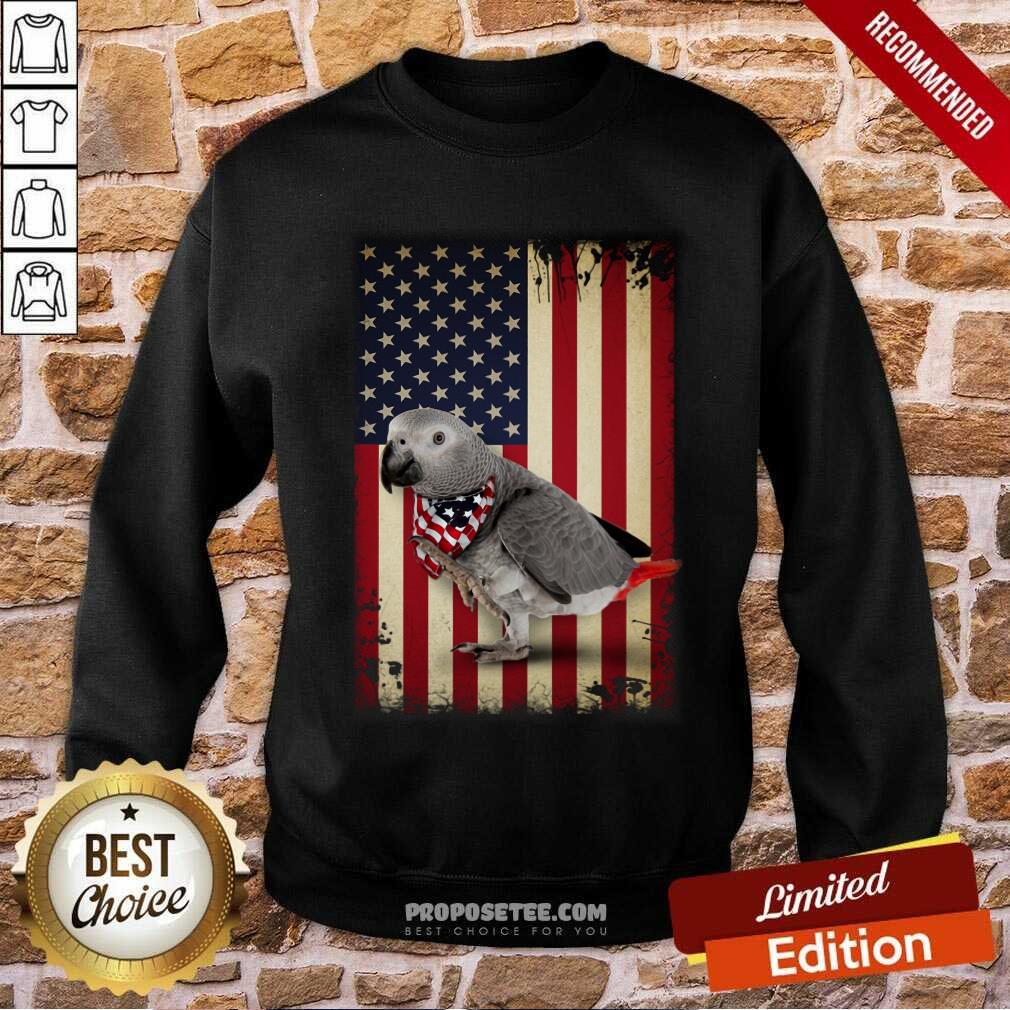 Grey Parrot American Flag Shirt - Image 5