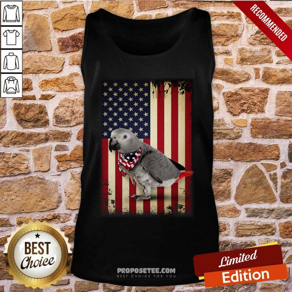 Grey Parrot American Flag Shirt - Image 4