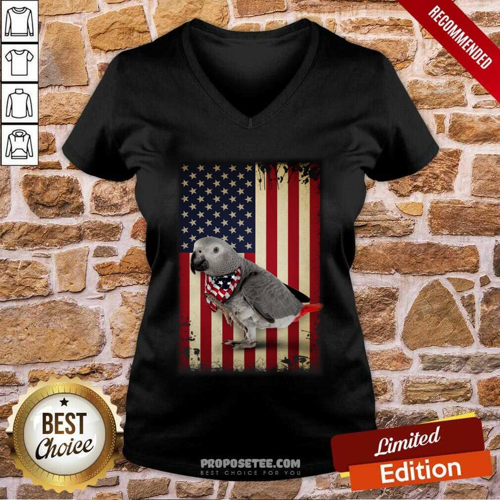 Grey Parrot American Flag Shirt - Image 3