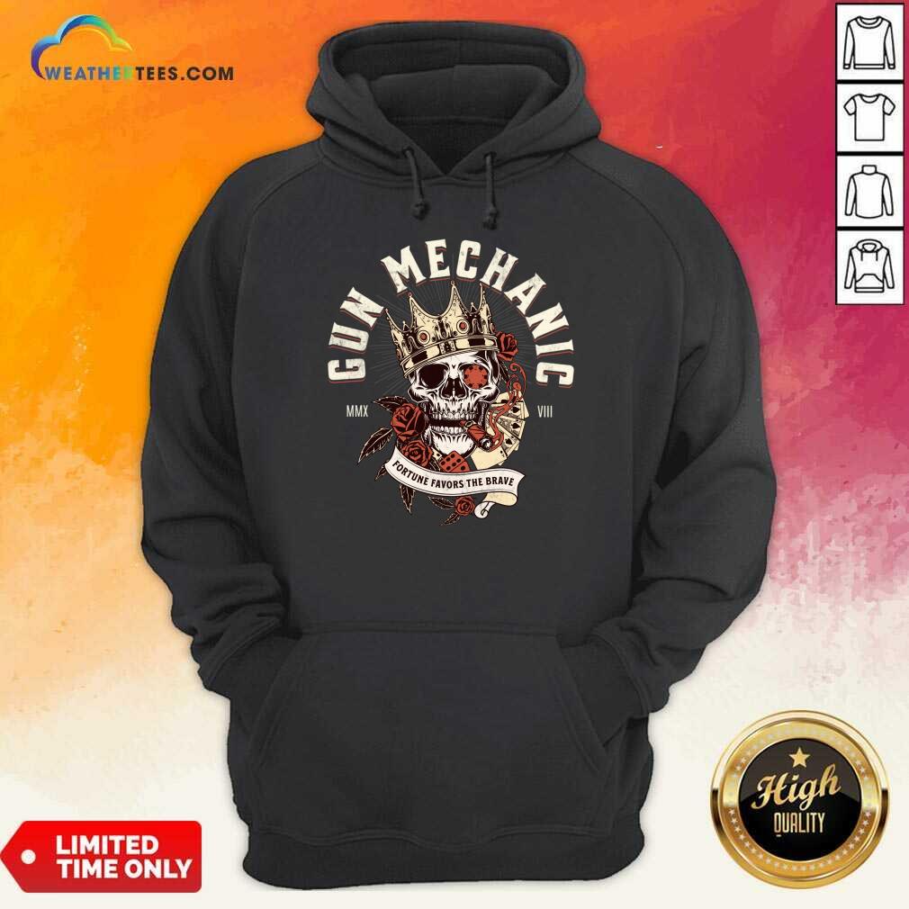 Gun Mechanic Fortune Favors The Brave Skull Shirt - Image 4