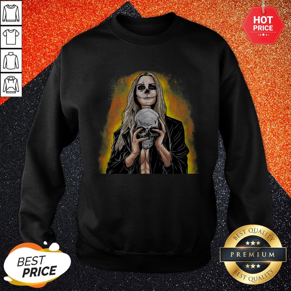 Halloween Black Sexy Skull Zombie Shirt - Image 4