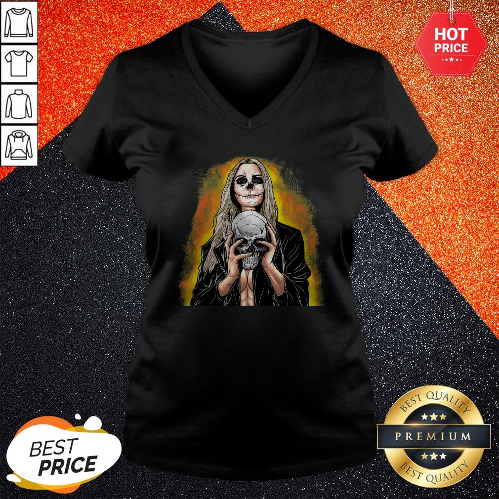 Halloween Black Sexy Skull Zombie Shirt - Image 2