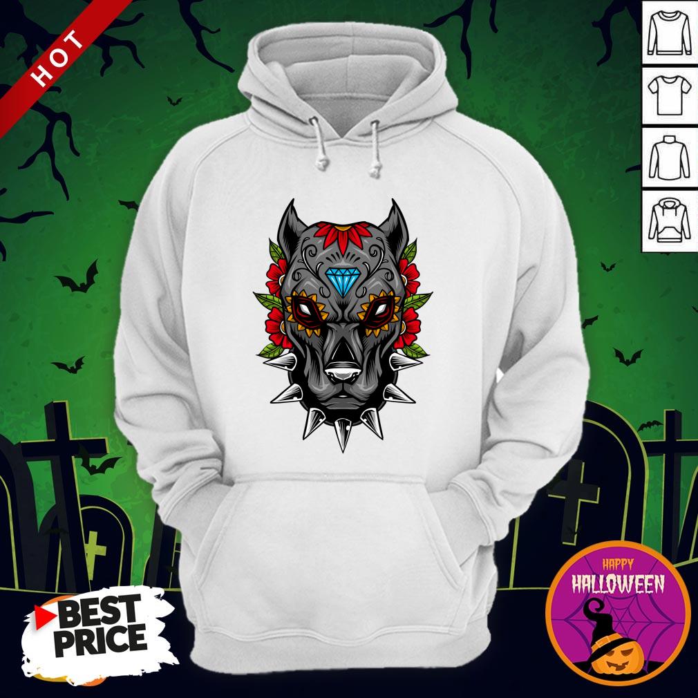 Halloween Day Of The Dead Sugarskull Scary Pitbull Shirt - Image 5