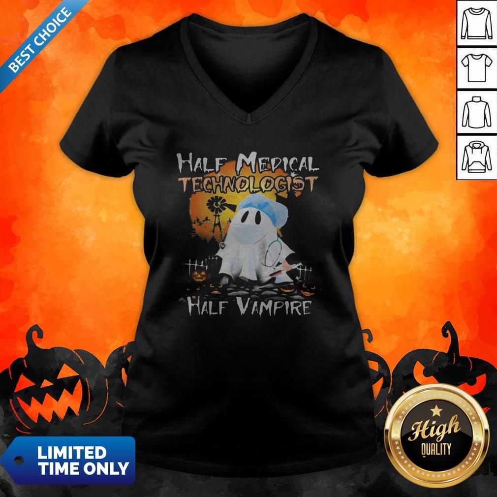 Halloween Ghost Half Medical Technologist Half Vampire Shirt - Image 3