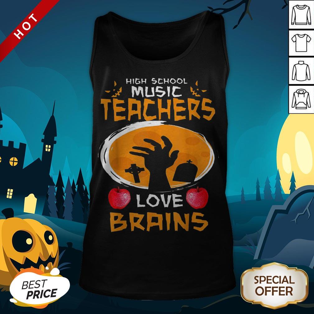 Halloween High School Science Teachers Love Brains Apple Shirt - Image 2