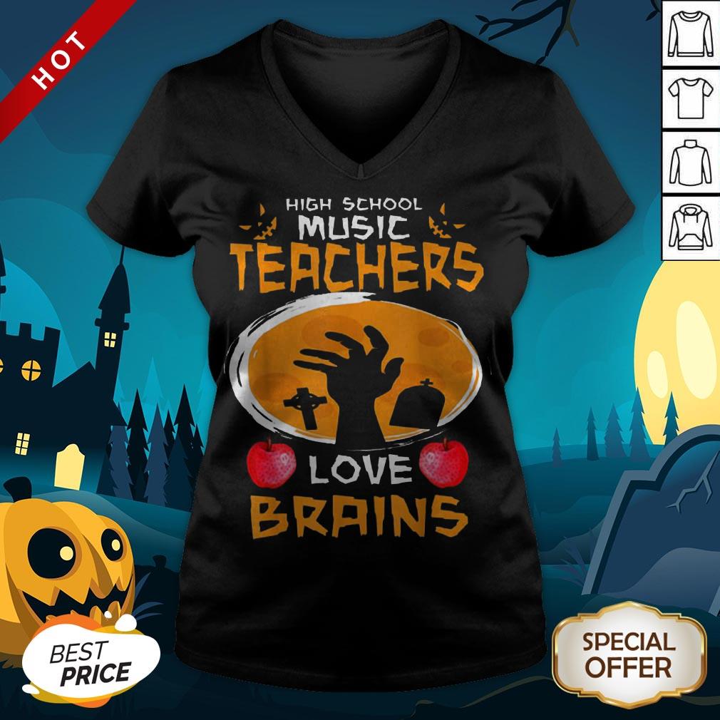 Halloween High School Science Teachers Love Brains Apple Shirt - Image 3
