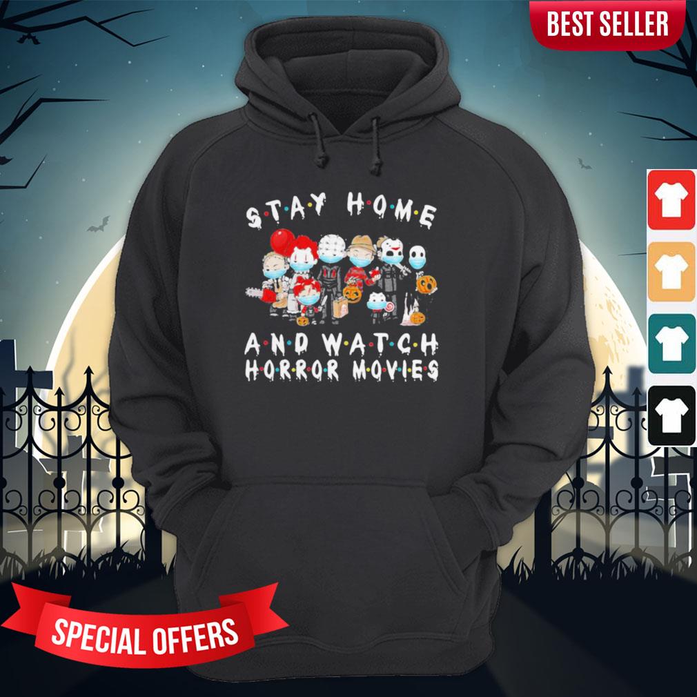 Halloween Horror Characters Mask Stay Home And Watch Horror Movies Shirt - Image 5
