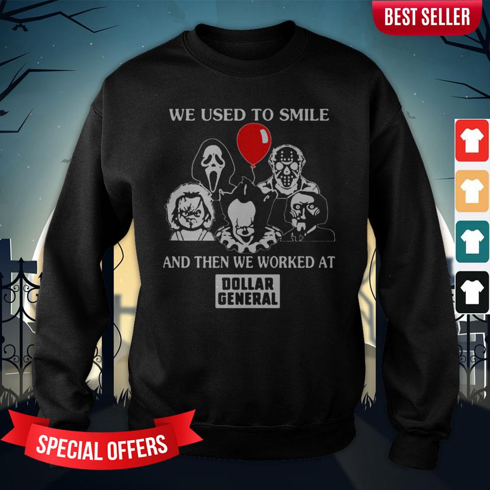 Halloween Horror Characters We Used To Smile And Then We Worked At Dollar General Shirt - Image 5