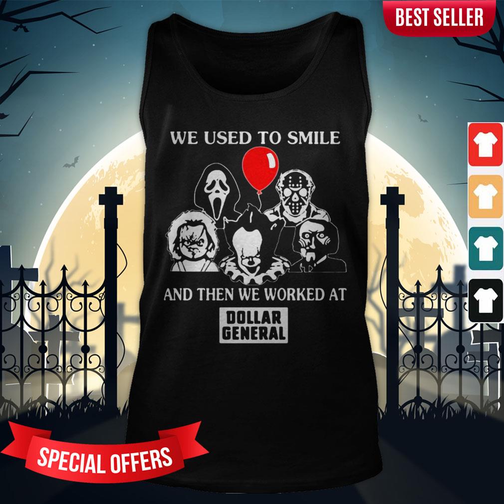 Halloween Horror Characters We Used To Smile And Then We Worked At Dollar General Shirt - Image 4