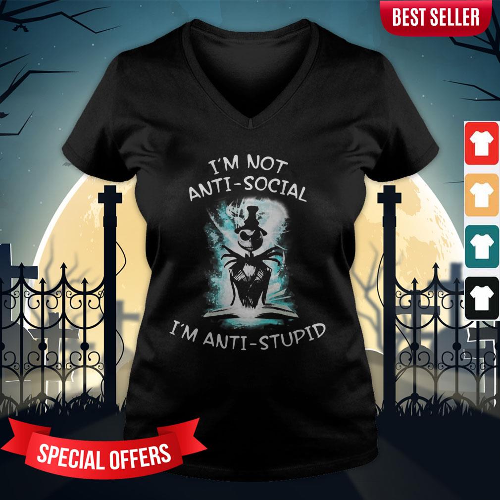 Halloween Jack Skellington I'm Not Anti Social I'm Anti Stupid Shirt - Image 3