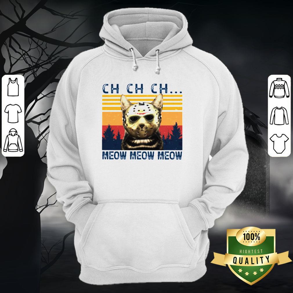 Halloween Jason Voorhees Cat Ch Meow Vintage Retro Shirt - Image 3