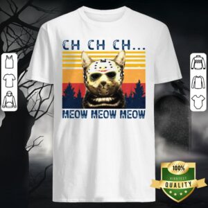 Halloween Jason Voorhees Cat Ch Meow Vintage Retro Shirt