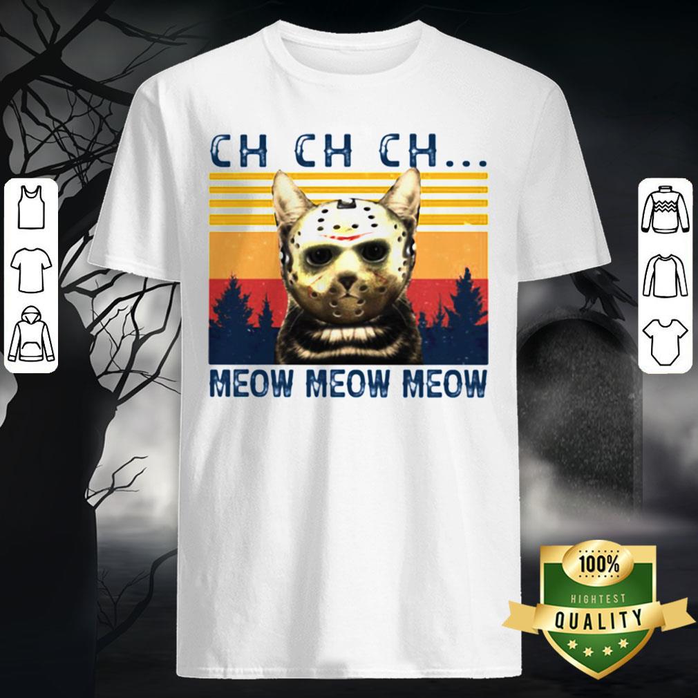 Halloween Jason Voorhees Cat Ch Meow Vintage Retro Shirt