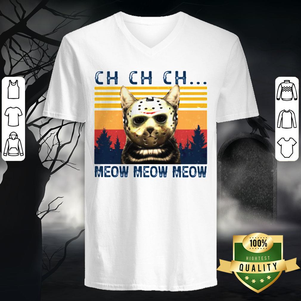 Halloween Jason Voorhees Cat Ch Meow Vintage Retro Shirt - Image 4
