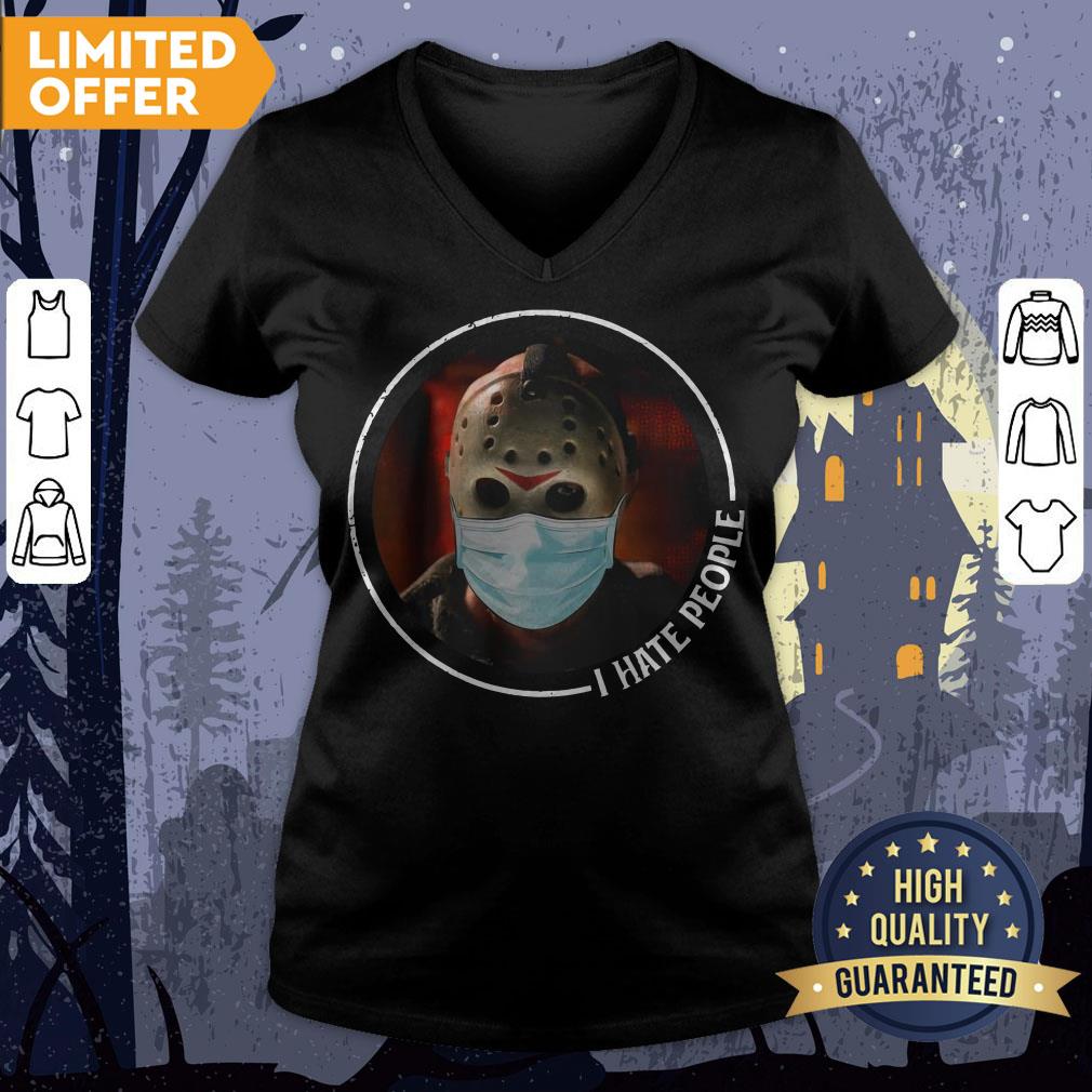 Halloween Jason Voorhees Mask I Hate People Shirt - Image 3