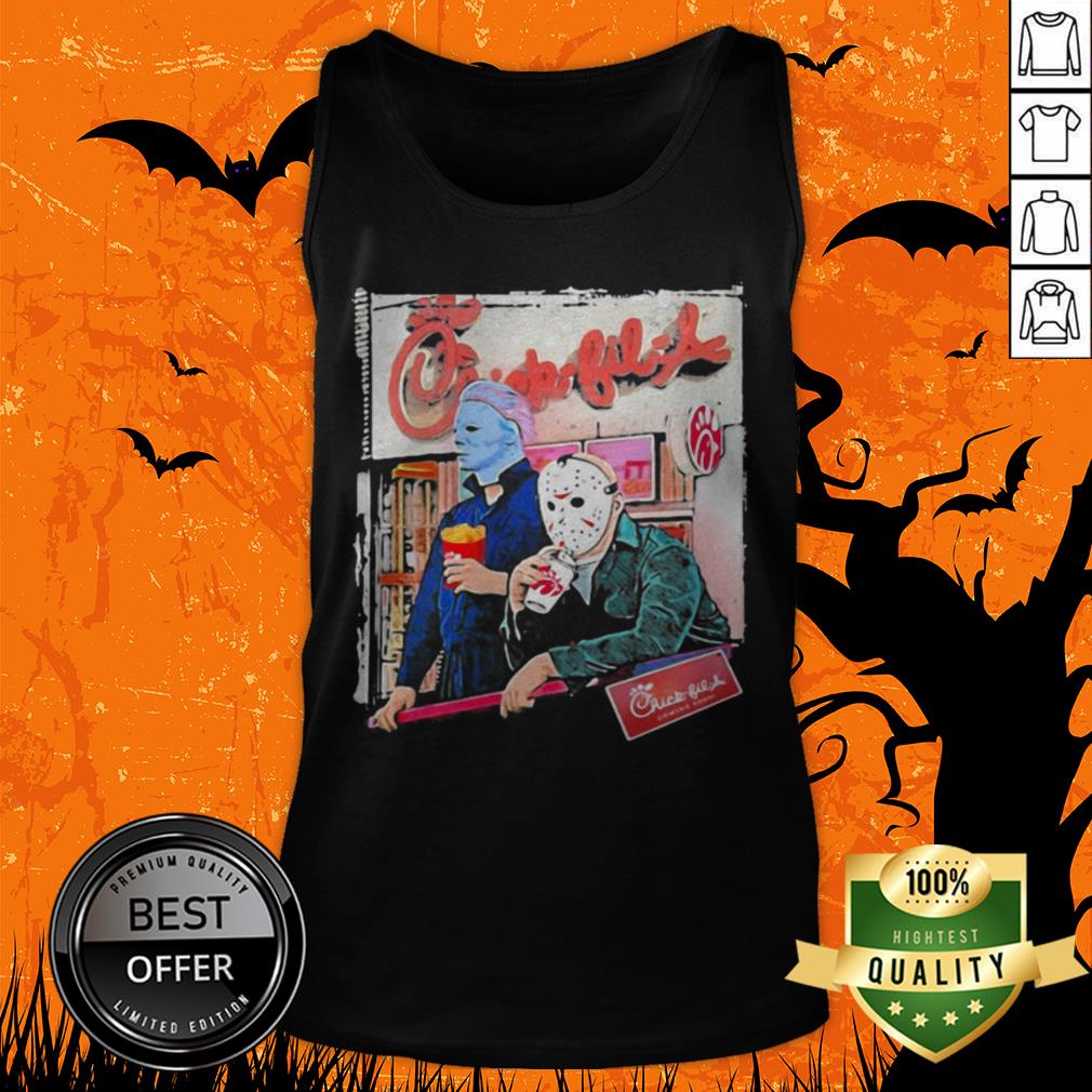 Halloween Jason Voorhees Michael Myers Chick Fil A Shirt - Image 5