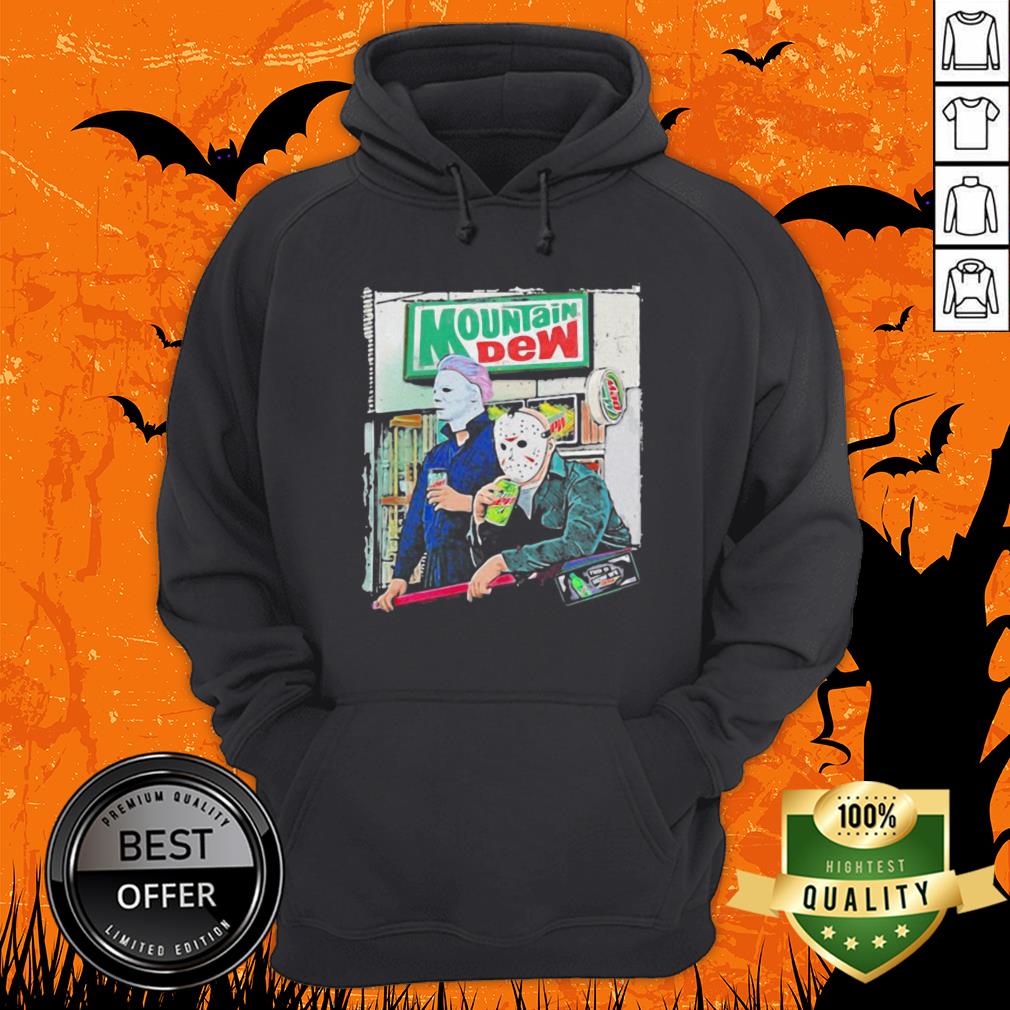 Halloween Jason Voorhees Michael Myers Mountain Dew Shirt - Image 3