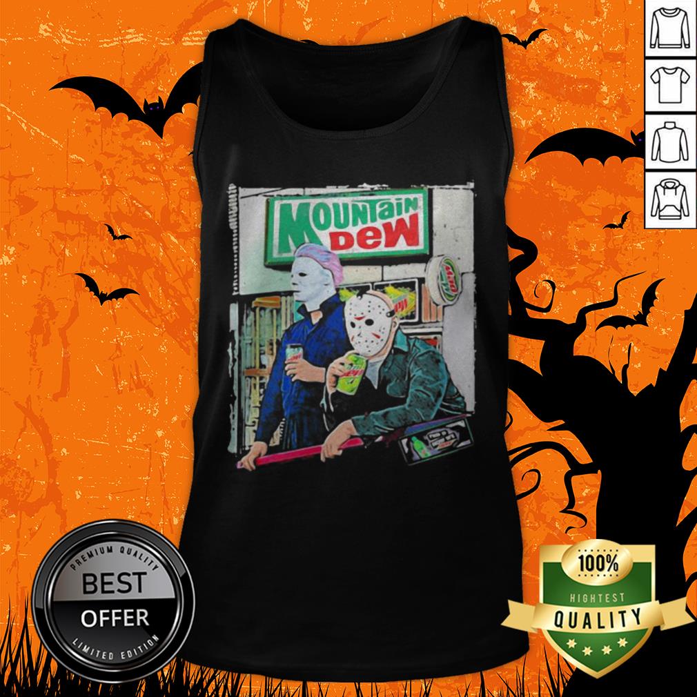 Halloween Jason Voorhees Michael Myers Mountain Dew Shirt - Image 5