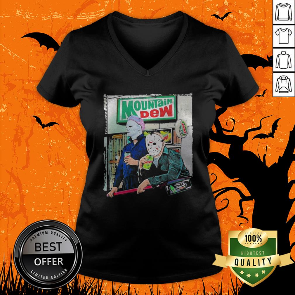 Halloween Jason Voorhees Michael Myers Mountain Dew Shirt - Image 4