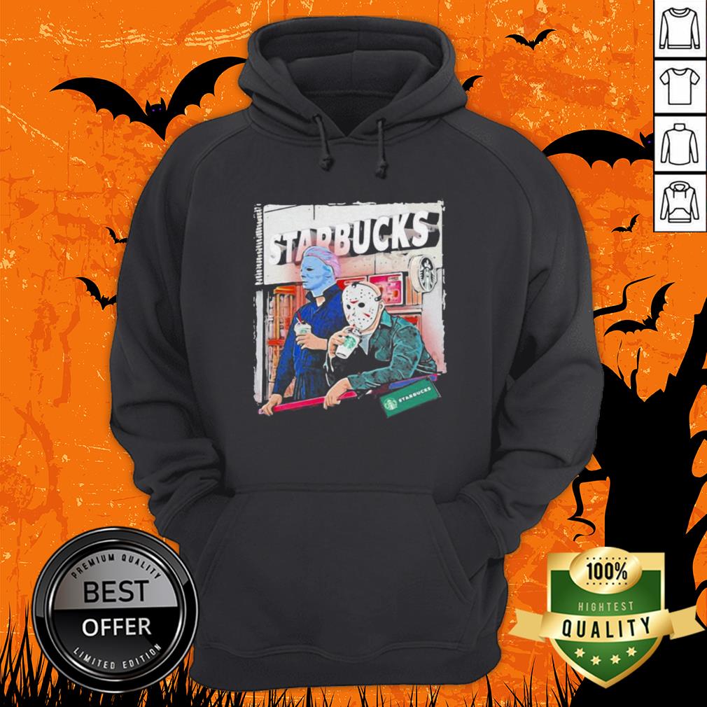 Halloween Jason Voorhees Michael Myers Starbucks Shirt - Image 3