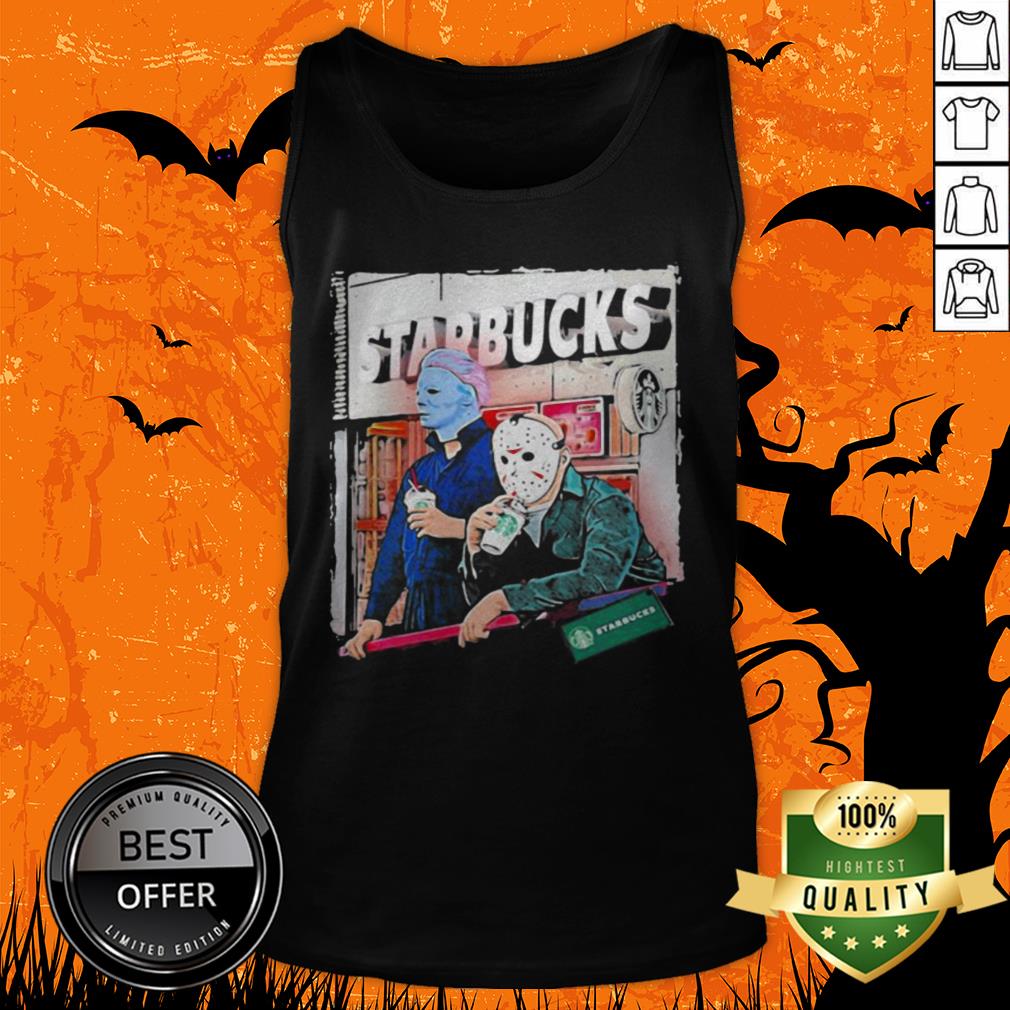 Halloween Jason Voorhees Michael Myers Starbucks Shirt - Image 5