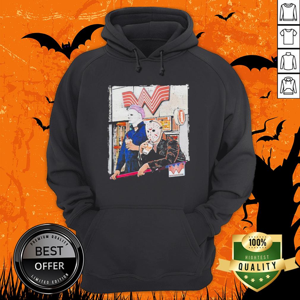 Halloween Jason Voorhees Michael Myers Whataburger Shirt - Image 3