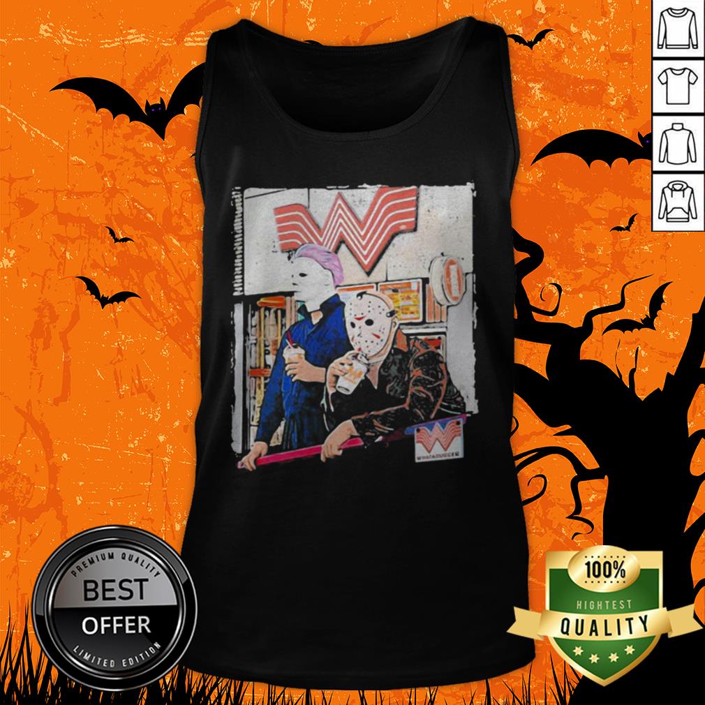 Halloween Jason Voorhees Michael Myers Whataburger Shirt - Image 5