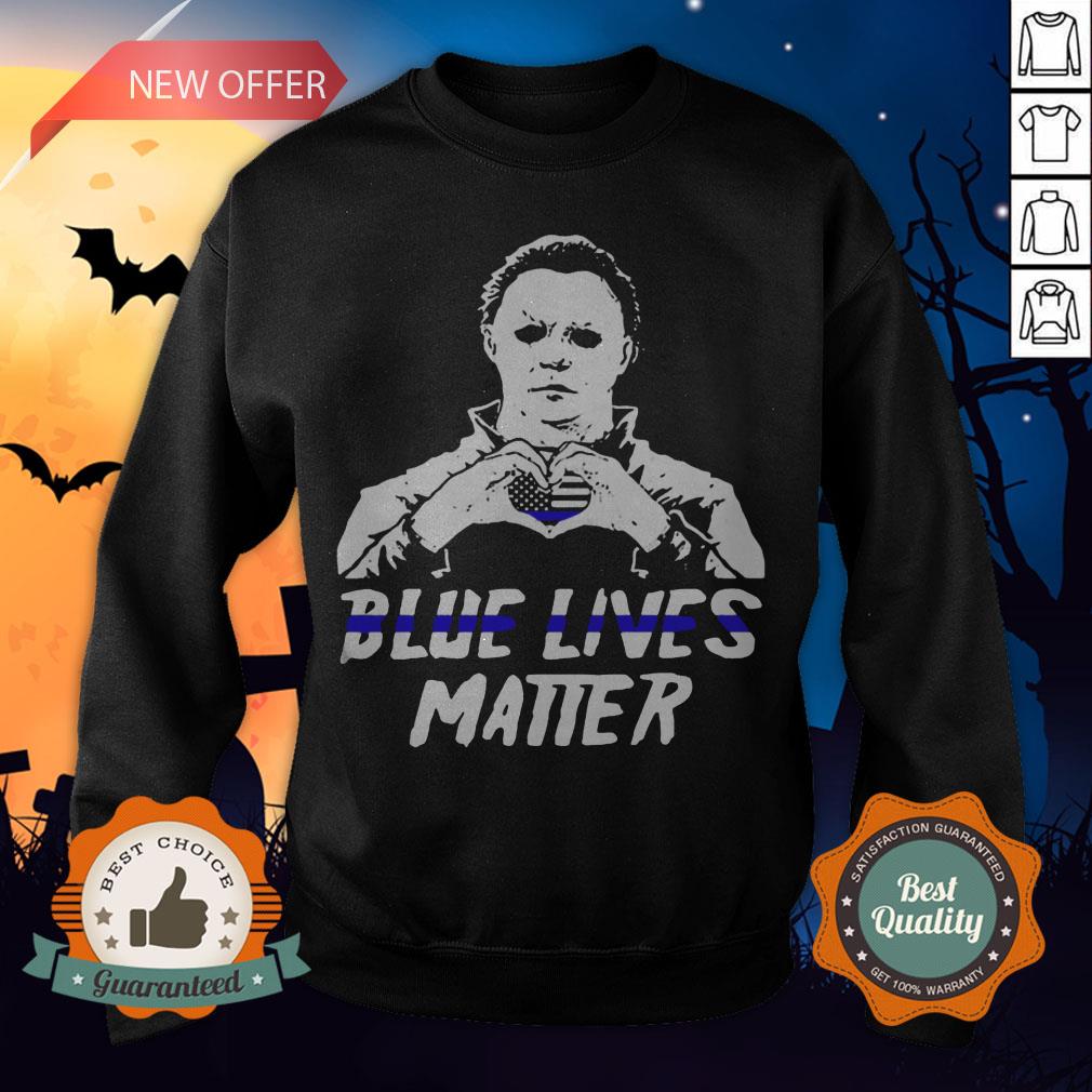 Halloween Michael Myers Blue Lives Matter American Flag Independence Day Shirt - Image 5