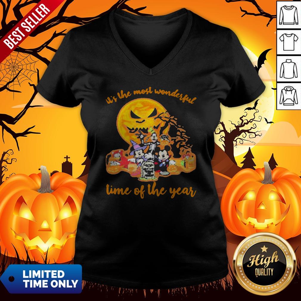 Halloween Mickey Mouse Cartoon Characters It’S The Most Wonderful Time Of The Year Moon Shirt - Image 3