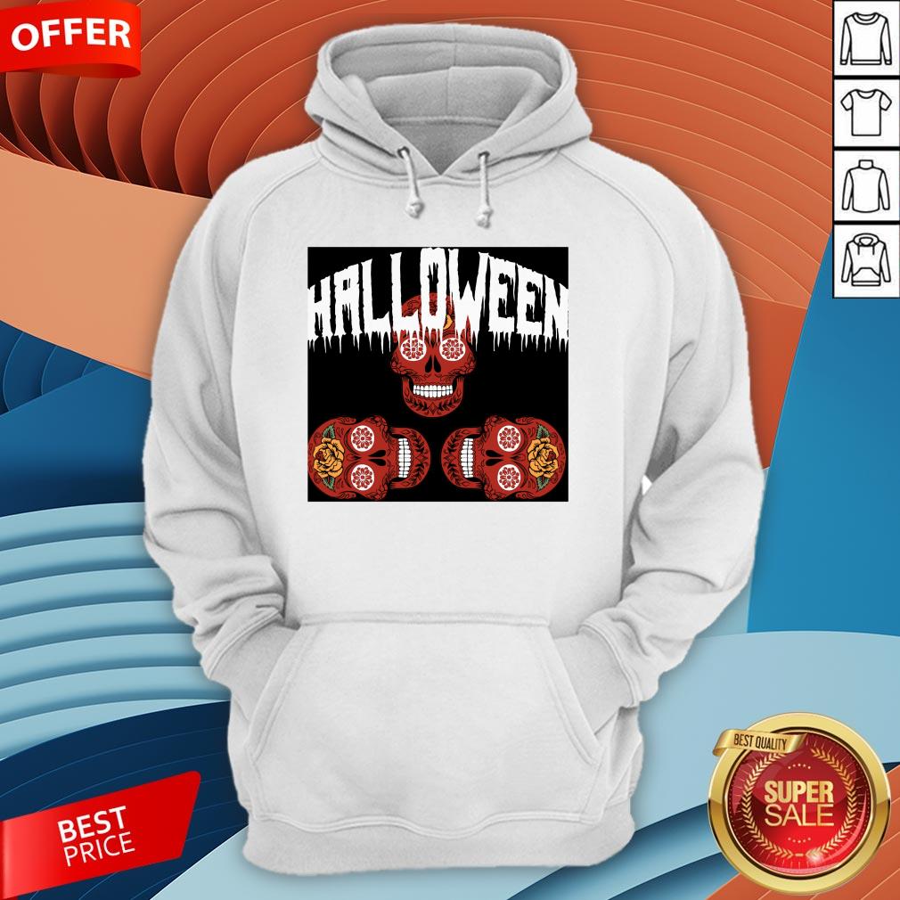 Halloween Smiling Sugar Skulls Day Dead Dia De Muertos Shirt - Image 5