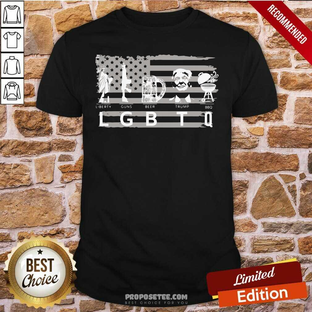Happy American Flag Liberty Guns Beer Trump BBQ Shirt