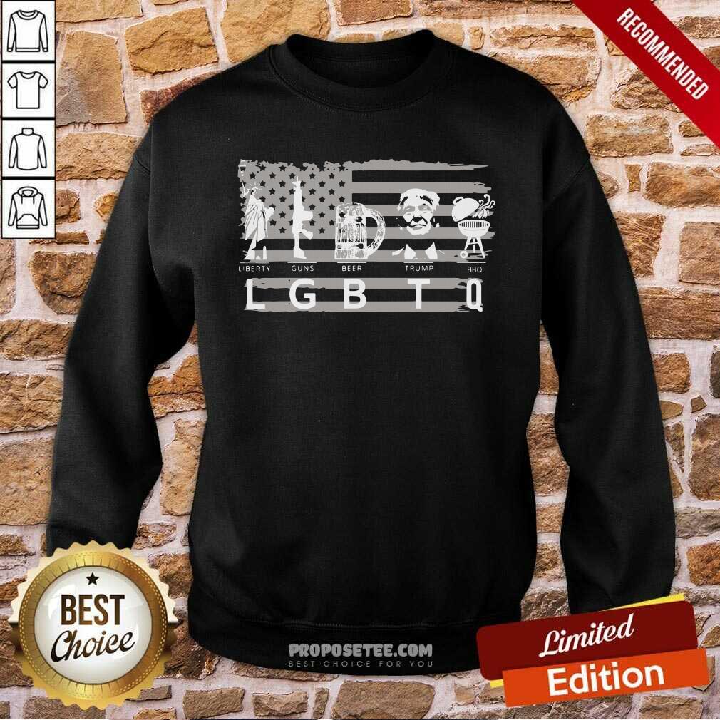 Happy American Flag Liberty Guns Beer Trump BBQ Shirt - Image 5