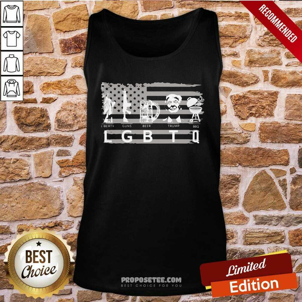 Happy American Flag Liberty Guns Beer Trump BBQ Shirt - Image 4