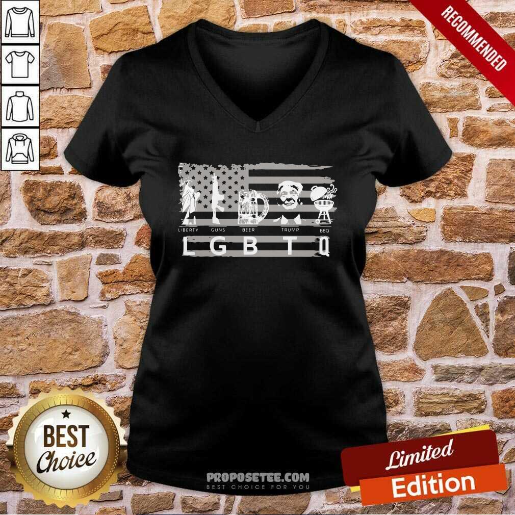 Happy American Flag Liberty Guns Beer Trump BBQ Shirt - Image 3
