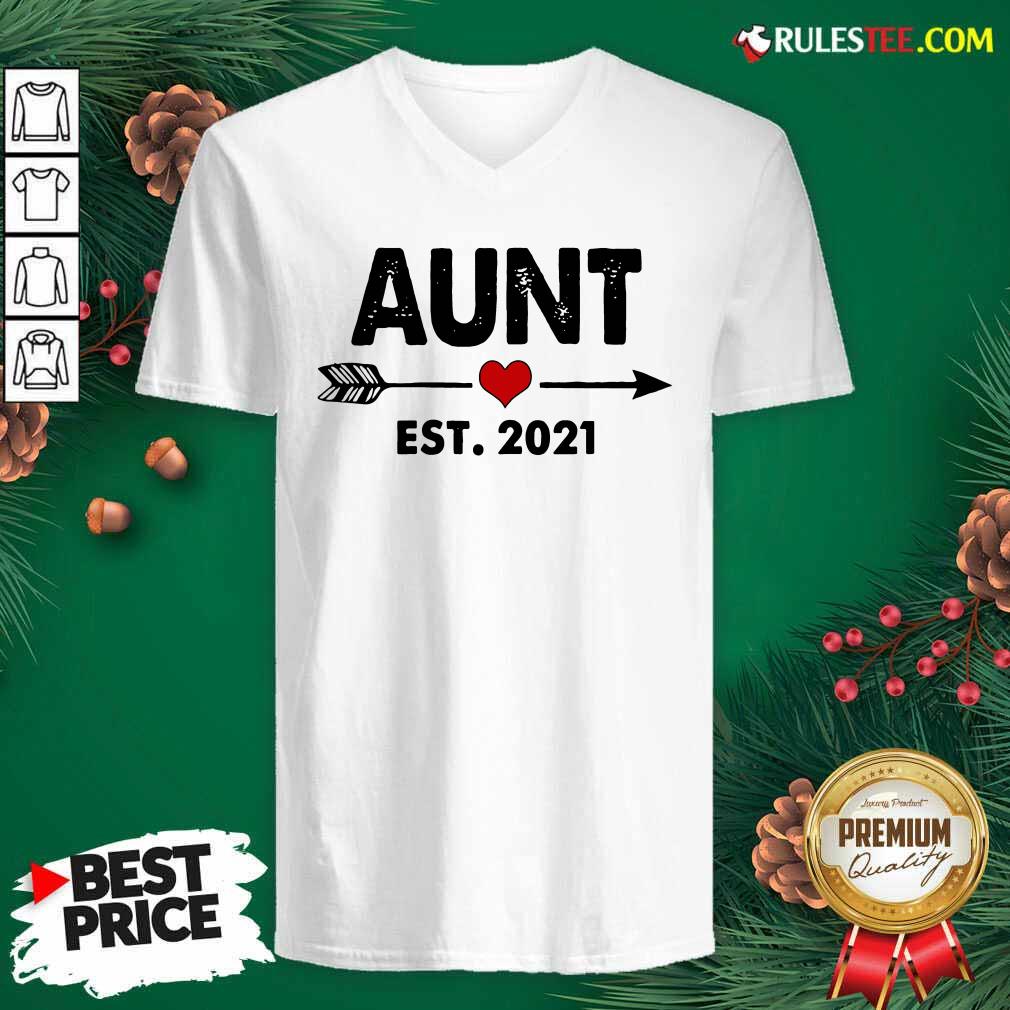 Happy Aunt Est 2021 Heart Shirt - Image 3