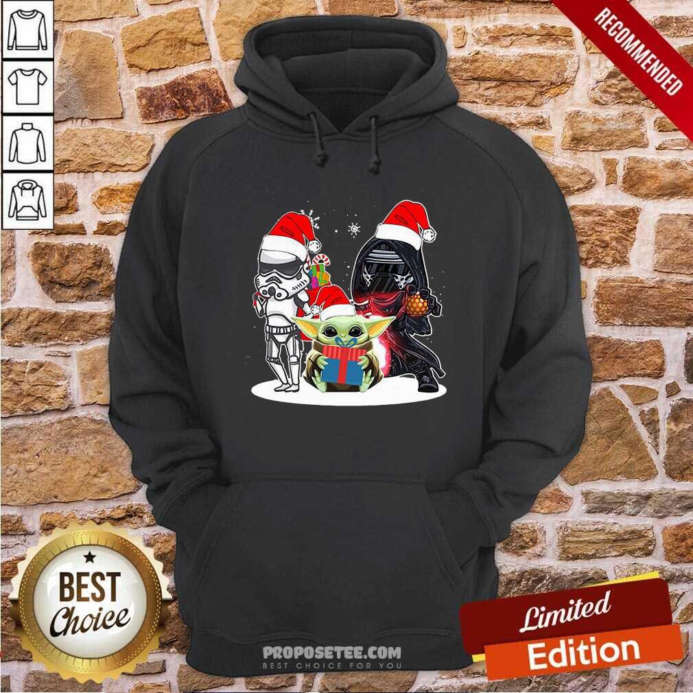 Happy Baby Yoda And Darth Vader Stormtrooper Merry Christmas Sweater Shirt - Image 2
