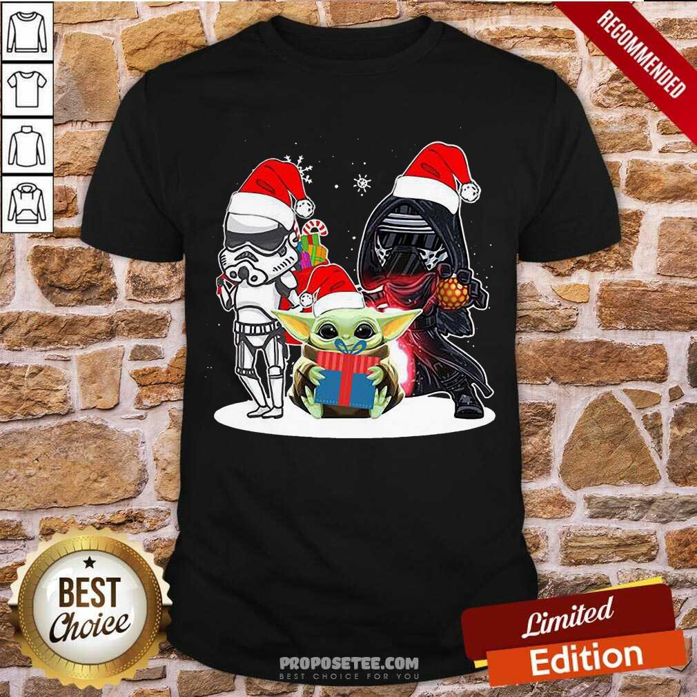 Happy Baby Yoda And Darth Vader Stormtrooper Merry Christmas Sweater Shirt