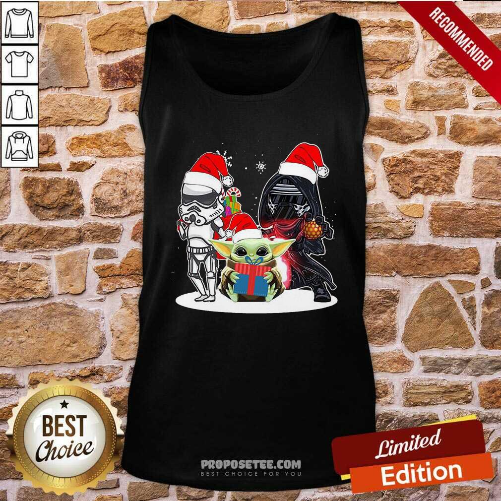 Happy Baby Yoda And Darth Vader Stormtrooper Merry Christmas Sweater Shirt - Image 4
