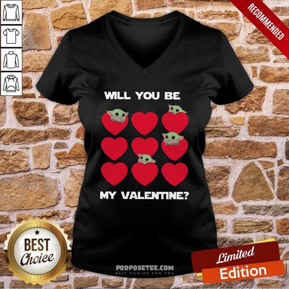 Happy Baby Yoda Heart Will You Be My Valentine Shirt - Image 3