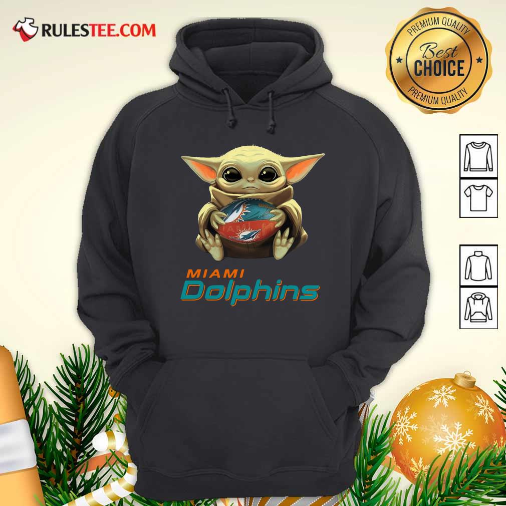 Happy Baby Yoda Hug Miami Dolphins Football Shirt - Image 2
