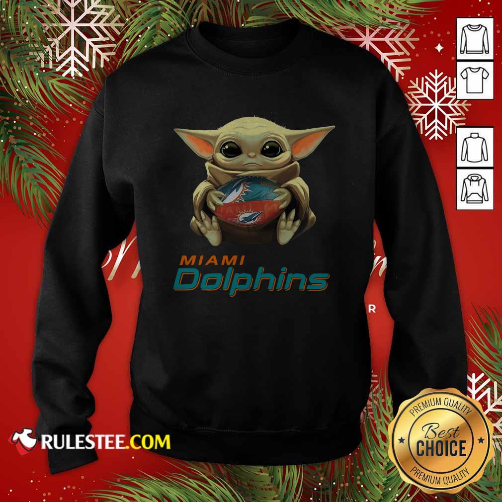 Happy Baby Yoda Hug Miami Dolphins Football Shirt - Image 5