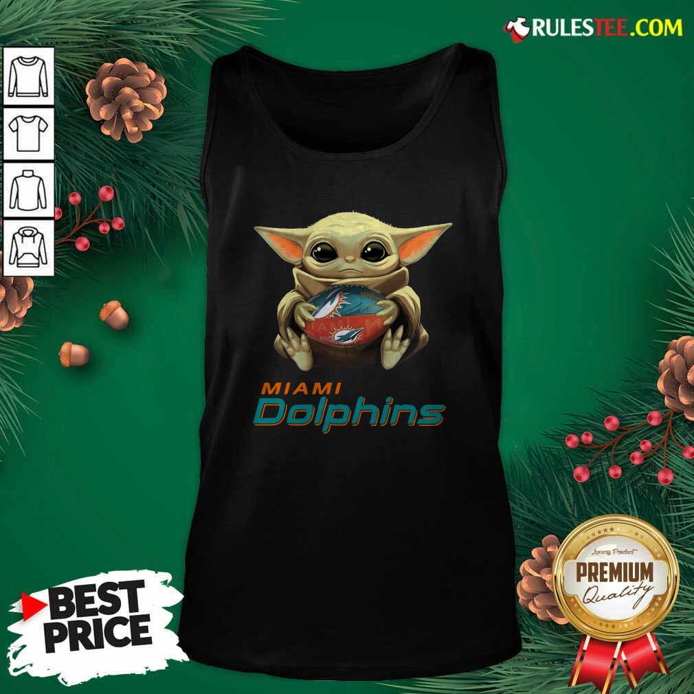 Happy Baby Yoda Hug Miami Dolphins Football Shirt - Image 4