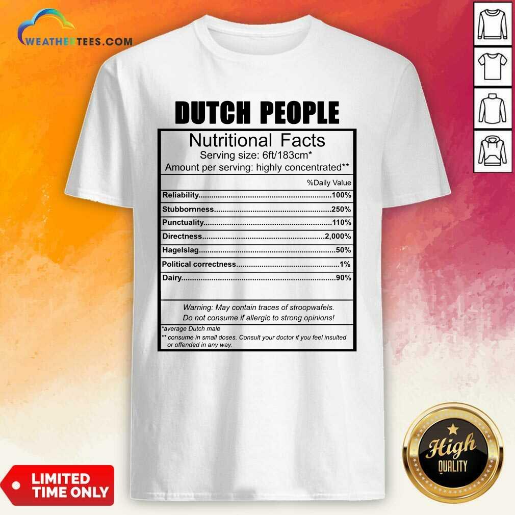 Happy Dutch People Nutritional Facts Weight Lifting Shirt