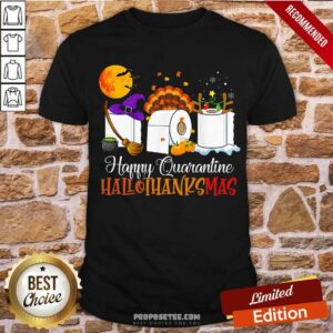 Happy Hallothanksmas Happy Quarantine 2020 Thanksgiving Moon Hat Witch Paper Toilet Shirt