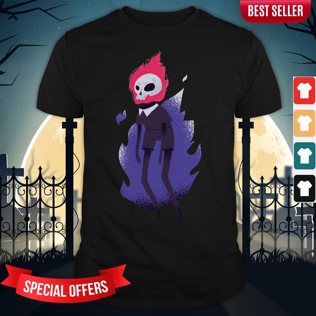 Happy Halloween Flaming Skull Floating Shirt