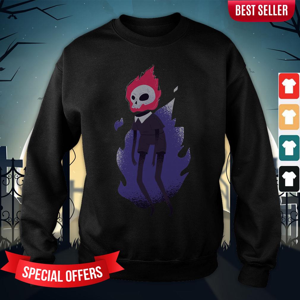 Happy Halloween Flaming Skull Floating Shirt - Image 4
